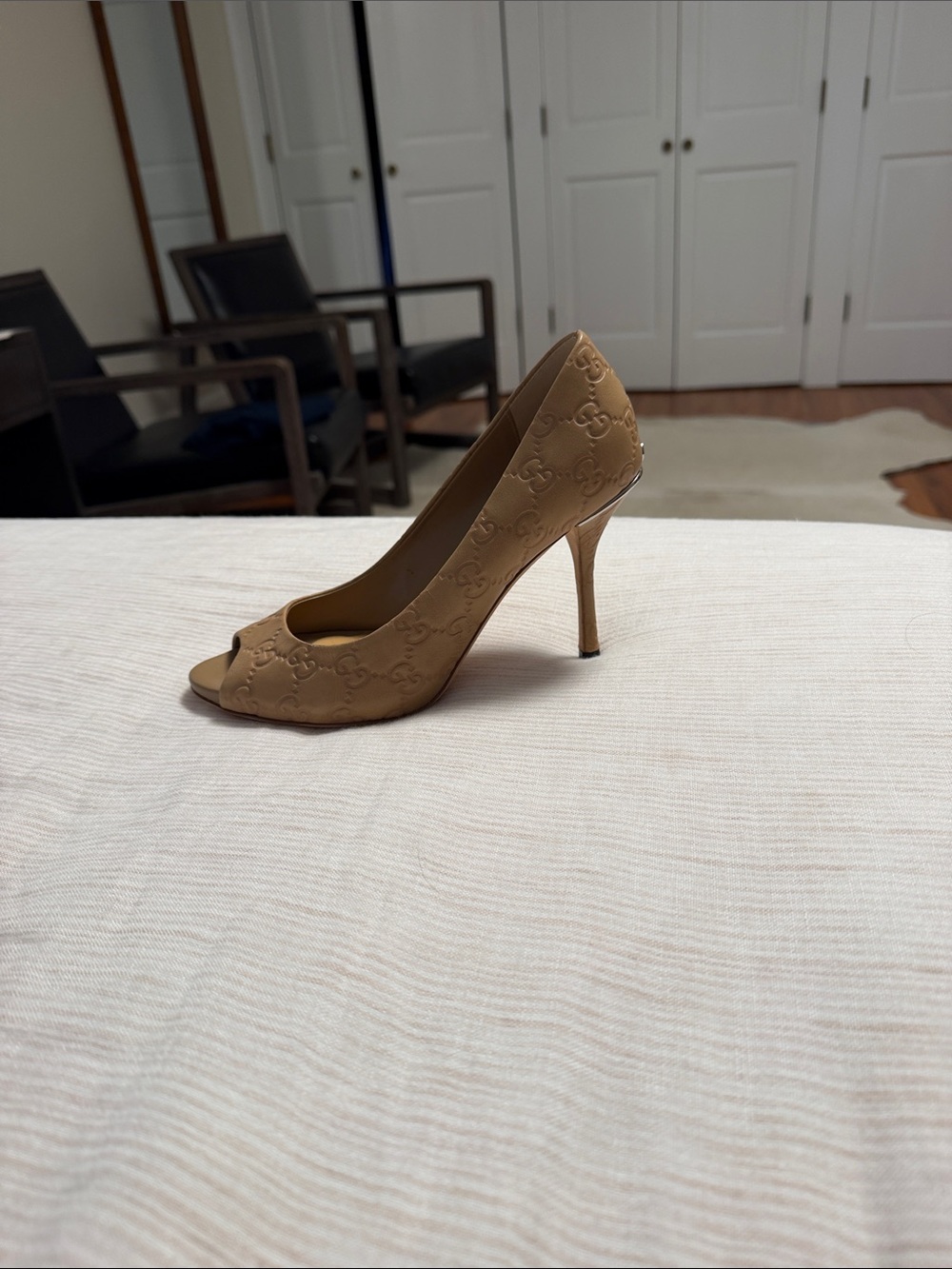 Gucci Caramel Leather peep toe heels size 37 - Picture 7 of 7